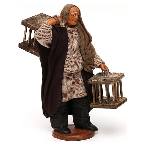 Man with two wood cages, Neapolitan Nativity scene 12 cm 3