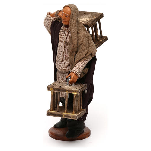 Uomo 2 gabbie legno presepe napoletano 12 cm 2