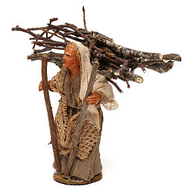 Alte Frau mit Zweigen auf Schulter 10cm neapolitanische Krippe