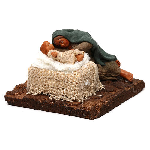 Woman with baby in a crib, Neapolitan Nativity scene 10 cm 4