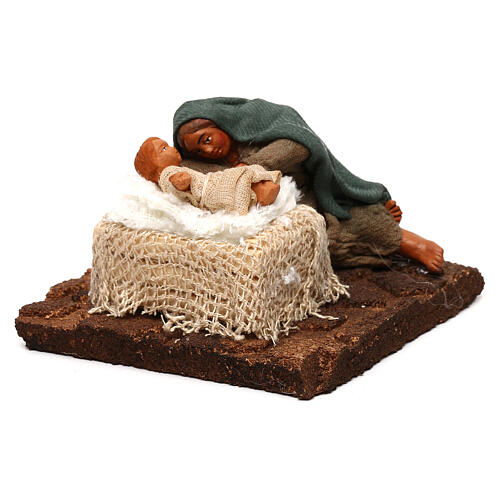 Mother with child in manger, for 10 cm Neapolitan nativity 4