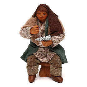 Miniature card player with fist, for 10 cm Neapolitan nativity