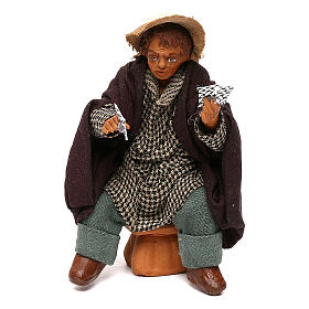 Jogador de cartas com chapéu para presépio napolitano com figuras de 10 cm de altura média