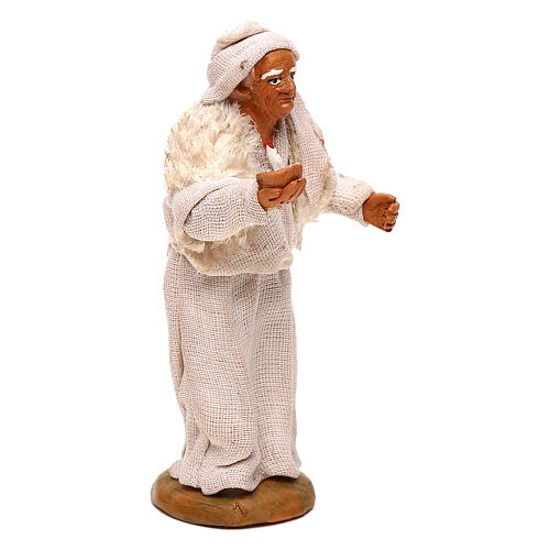 Old man with candle miniature, 10 cm Neapolitan nativity 3