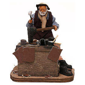 Ciabattino con banco legno presepe napoletano 12 cm