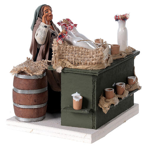 Lattaia con banco legno presepe napoletano 10 cm 3