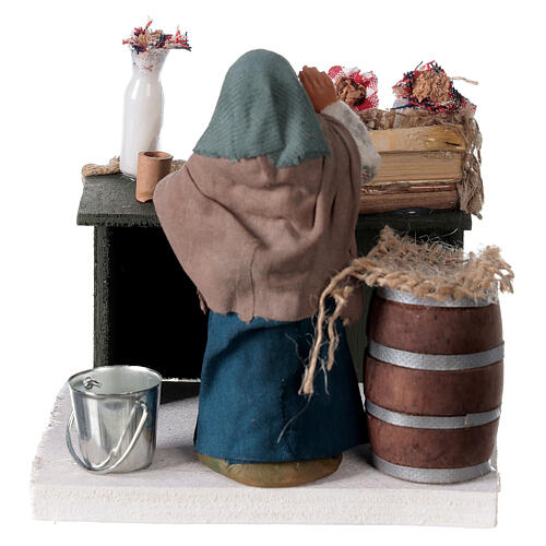 Lattaia con banco legno presepe napoletano 10 cm 4