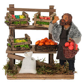 Marchand avec étal fruits et légumes crèche napolitaine 10 cm