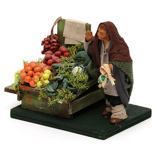 Greengrocer with mini fruit vegetable stand, 10 cm Neapolitan nativity 2