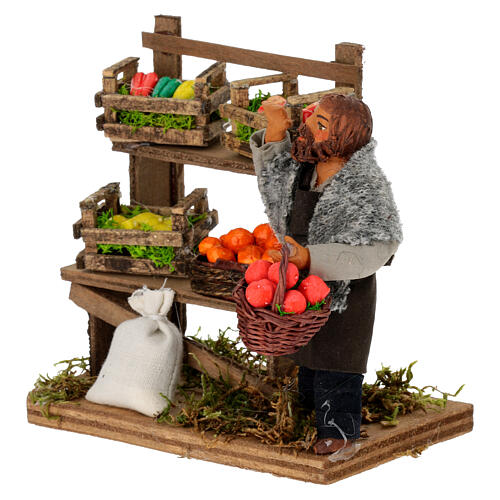 Greengrocer with mini fruit vegetable stand, 10 cm Neapolitan nativity 3