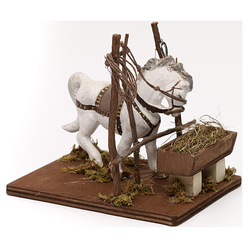 Cheval avec mangeoire crèche napolitaine 10 cm 3