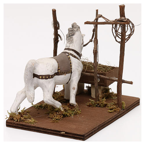 Cheval avec mangeoire crèche napolitaine 10 cm 4