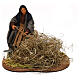 Animated farm woman figurine with straw, 12 cm Neapolitan nativity s1