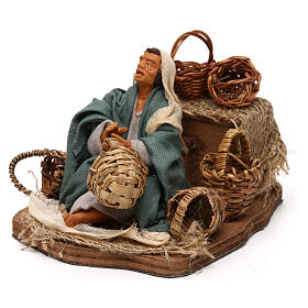 Animated arab basket seller, 12 cm Neapolitan nativity