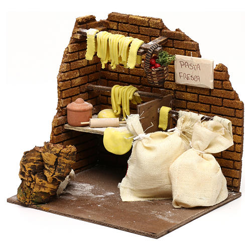 Scène pâtes fraîches crèche napolitaine 13 cm 2