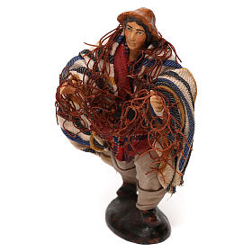Pescatore con rete 12 cm presepe napoletano