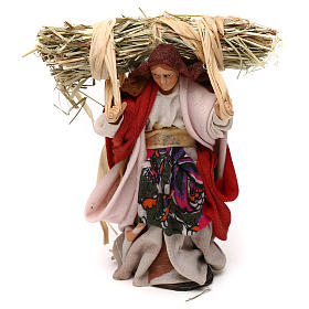Woman carrying straw, 12 cm Neapolitan nativity
