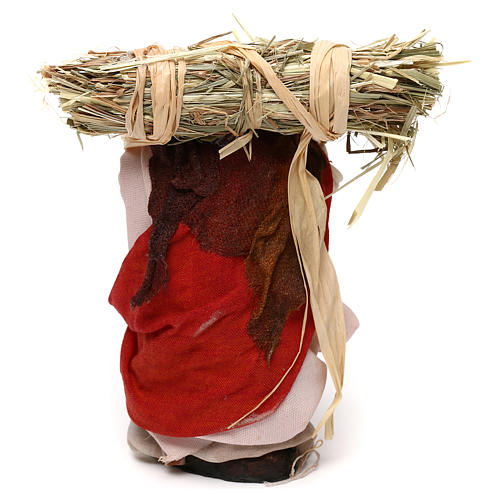 Woman carrying straw, 12 cm Neapolitan nativity 3