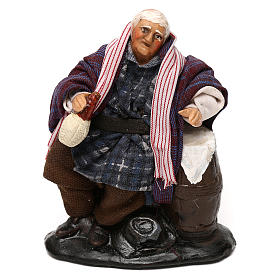 Neapolitan Nativity scene, drunkard with bottle and barrel 12 cm