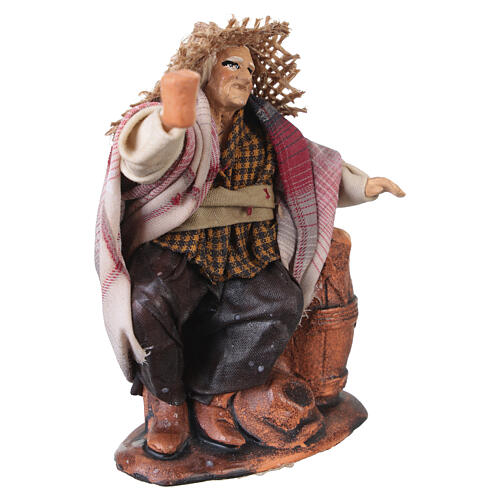 Beone con botte di vino presepe napoletano 12 cm 3