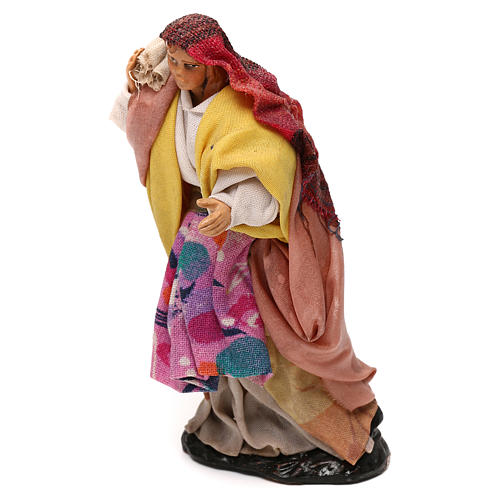 Neapolitan Nativity scene, woman with sack 12 cm 2