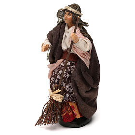 Mini woman with broom, 12 cm Neapolitan nativity