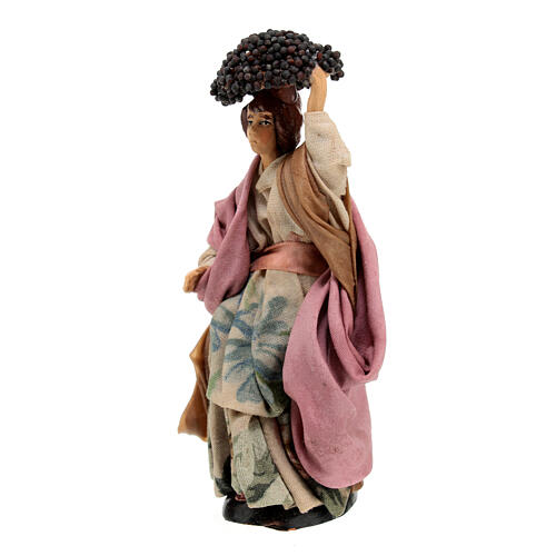 Neapolitan Nativity scene, woman with grapes 12 cm 2