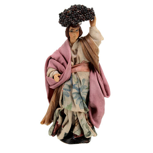 Miniature woman carrying grapes, 12 cm Neapolitan nativity 1