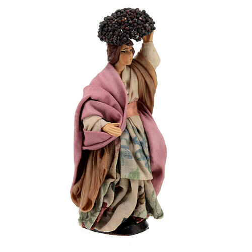 Miniature woman carrying grapes, 12 cm Neapolitan nativity 3