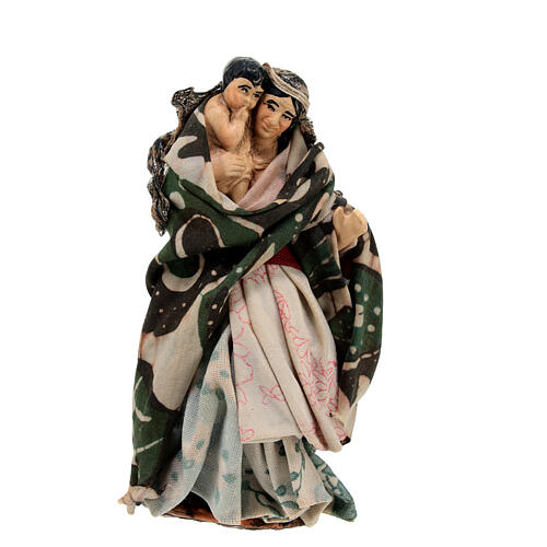 Frau mit Kind im Arm 12cm neapolitanische Krippe 1