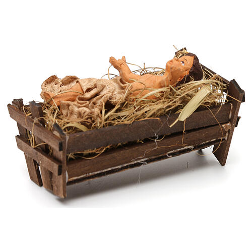 STOCK Terracotta Infant Jesus with cradle for Neapolitan Nativity Scene with 18 cm figurines 2