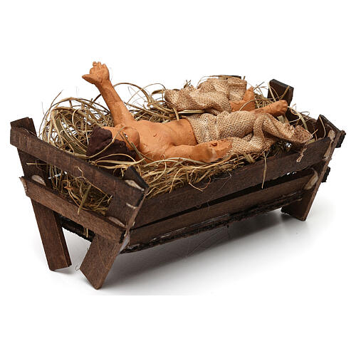 STOCK Terracotta Infant Jesus with cradle for Neapolitan Nativity Scene with 18 cm figurines 3