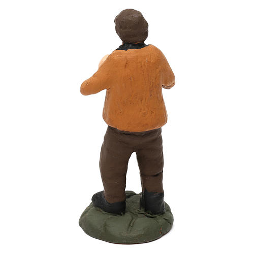 Joueur de cornemuse terre cuite peinte avec berceau 8 cm crèche napolitaine 2