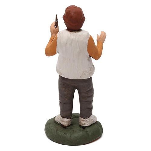 Grający na fujarce, 8 cm, szopka neapolitańska, terakota malowana 2