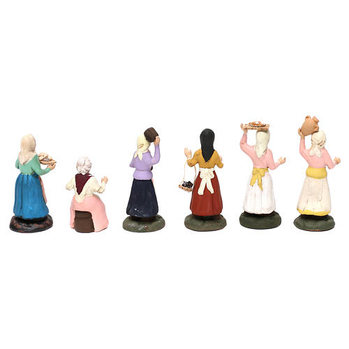 Conjunto 6 mulheres terracota pintada para presépio napolitano com peças de 8 cm altura média 5