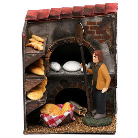 Scena forno con panettiere terracotta dipinta cm 8