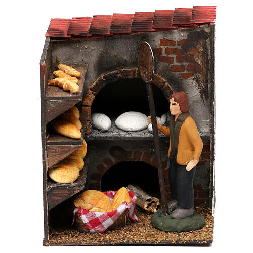 Bakery with baker 8 cm Neapolitan Nativity scene figurine 1