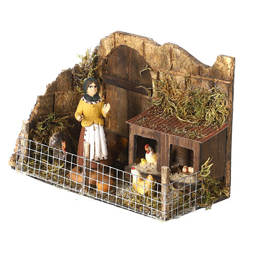Woman in the henhouse for Neapolitan Nativity scene 8 cm 2