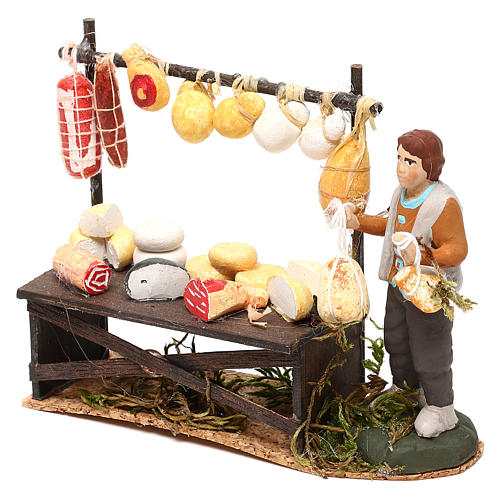 Scène étal fromages avec berger terre cuite peinte 8 cm 2
