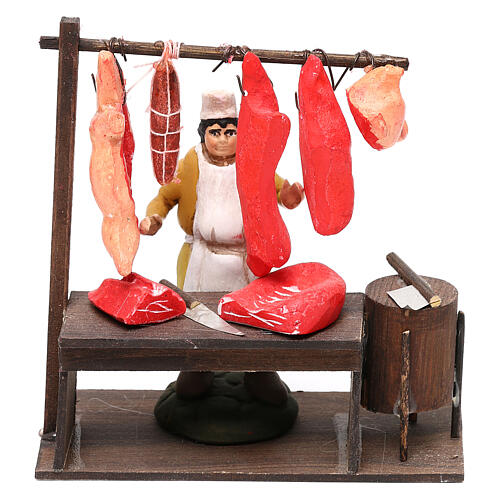 Miniature butcher with butcher shop, for 8 cm Neapolitan nativity 1