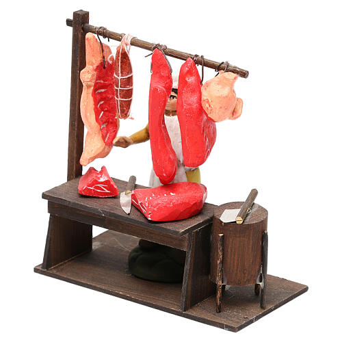 Miniature butcher with butcher shop, for 8 cm Neapolitan nativity 2