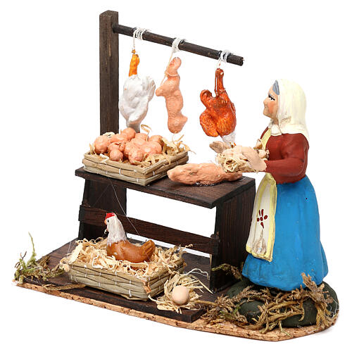 Miniature poultry shop with woman, 8 cm Neapolitan nativity 2