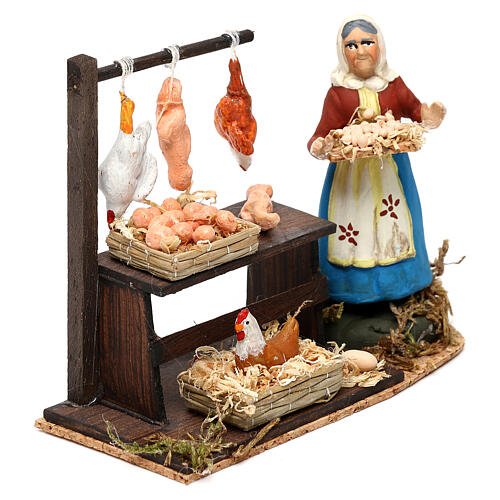 Miniature poultry shop with woman, 8 cm Neapolitan nativity 3