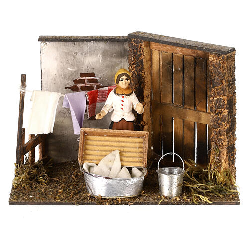 Laundress for Neapolitan Nativity scene 8 cm 1