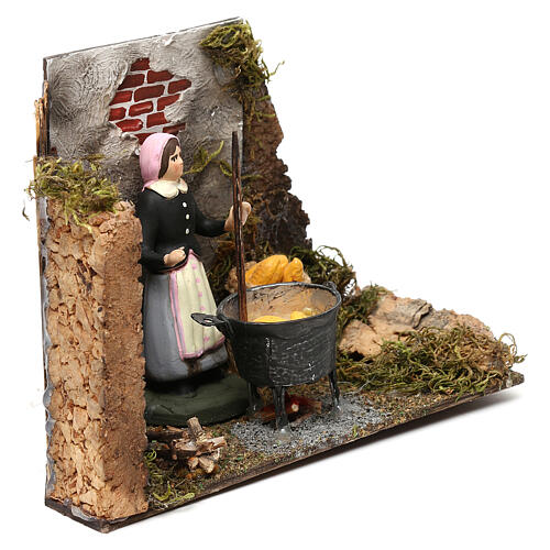 Woman with pot and corncobs, 8 cm Neapolitan nativity 3
