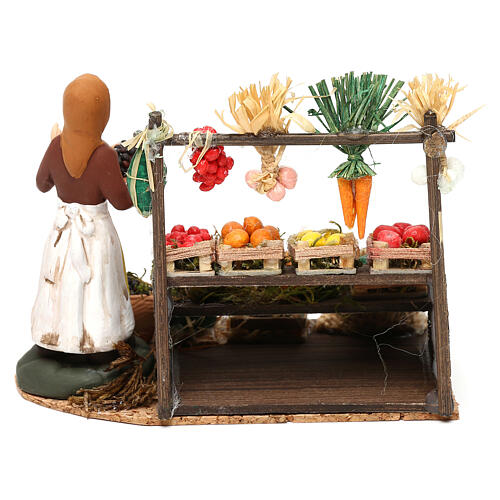 Woman with fruit and vegetable counter 8 cm Neapolitan Nativity 4