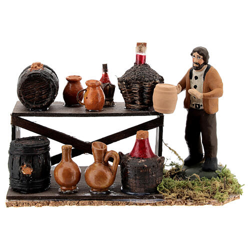 Wine seller with stall for Neapolitan Nativity scene 8 cm 1