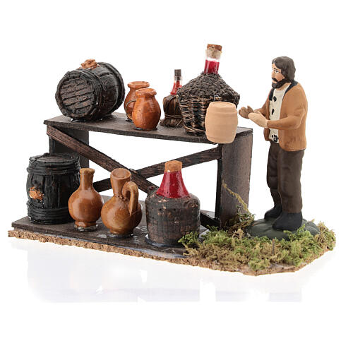 Wine seller with stall for Neapolitan Nativity scene 8 cm 3