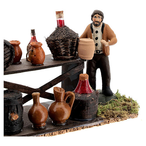 Scena venditore di vino con banchetto presepe napoletano 8 cm 2