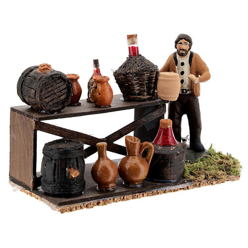 Scena venditore di vino con banchetto presepe napoletano 8 cm 4